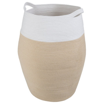 Laundry Basket Curved Cotton Rope Basket With Handles