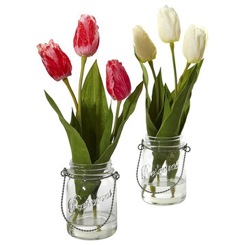 Tulip Artificial Arrangement, Jar, set of 2