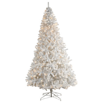 10' White Artificial Christmas Tree With 2200 Bendable Branches & 800 LED Lights