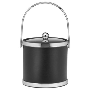 Kraftware Sophisticates Ice Bucket With Track Handle, Black With Polished Chrome