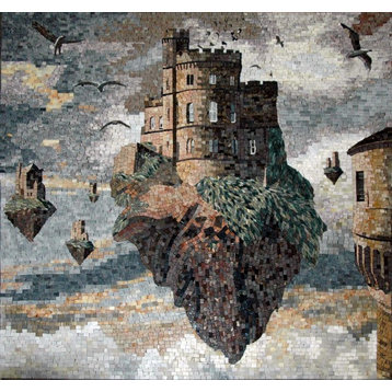Jacek Yerka Castle on A Rock", Mosaic Reproduction ", 39"x39"