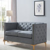 Furniture of America Lodd Contemporary Fabric Tufted Loveseat in Light Gray