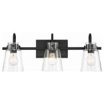 Designers Fountain - Designers Fountain D214M-3B-MB Inwood, 3 Light Bath Vanity-9.25 In and - Clean and airy, Inwood offers tapered clear blownInwood 3 Light Bath  Matte Black Clear  GUL: Suitable for damp locations Energy Star Qualified: n/a ADA Certified: n/a  *Number of Lights: 3-*Wattage:60w Incandescent bulb(s) *Bulb Included:No *Bulb Type:Incandescent *Finish Type:Matte Black