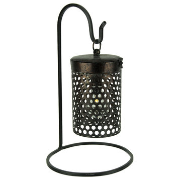 Black Metal Cage Hanging LED Accent Light with Stand