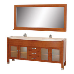 71" Double Bathroom Vanity Ivory Marble Countertop - Bathroom Vanities And Sink Consoles