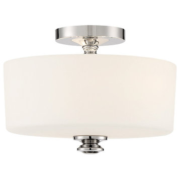 Crystorama TRA-A3302-PN 2 Light Semi Flush in Polished Nickel with Glass