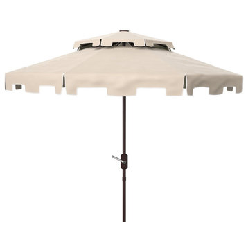 Safavieh Outdoor Zimmerman 9ft Double Top Market Umbrella Beige/White