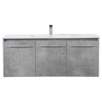 Elegant VF44048CG 48"Single Bathroom Floating Vanity, Concrete Gray