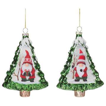 Gnome Pine Tree Ornament, 12-Piece Set