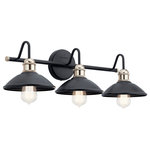Kichler - Kichler 45945BK Three Light Bath, Black Finish - Bring a touch of the outdoors in with Clyde's 3-light 26.25in. bath light. A Black finish, a vintage-inspired socket and diamond knurl banding enhance the industrial look. Bulbs Not Included, Number of Bulbs: 3, Max Wattage: 75.00, Bulb Type: A19