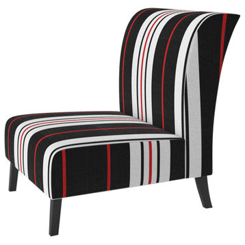 Black and White Striped Pattern Chair, Slipper Chair