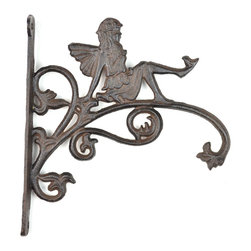 Import Wholesales - Cast Iron Plant Hanger, Pixie Fairy, Rust Color, 9.5" Tall - Brackets