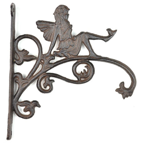 Cast Iron Plant Hanger, Pixie Fairy, Rust Color, 9.5" Tall
