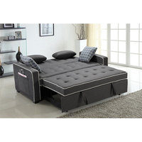Austin Gray Fabric Sleeper Sofa with 2 USB Charging Ports and 4 Accent Pillows