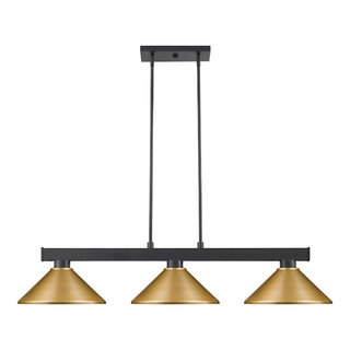 Z-Lite Cobalt 3-Light 8" Island/Billiard, Matte Black, Satin Gold ...