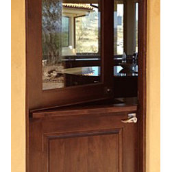 Mediterranean Entry Door - Custom Solid Wood Walnut Dutch Door - Front Doors