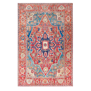 Iris Area Rug, Burnt Orange/Bright Red/Ice Blue/Navy/Wheat ...