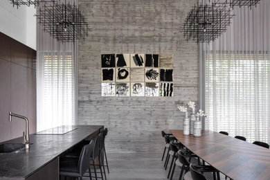 Example of a minimalist dining room design in Miami