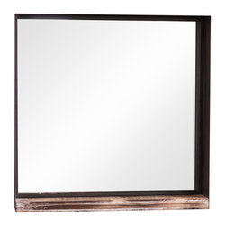 Vagabond Vintage - Square Recycled Metal Frame Mirror with Wood Shelf - Wall Mirrors