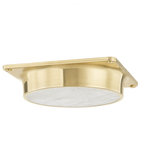 Hudson Valley - Greenwich 1-Light Flush Mount, Aged Brass - High-end materials take Greenwich to another level. The square Aged Brass backplate pairs with a round alabaster diffuser to give this flush mount a marine-like quality that is softened by square corners and hardware details.