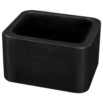 18"Single Bowl Bar Sink, Black Granite With Polished Apron