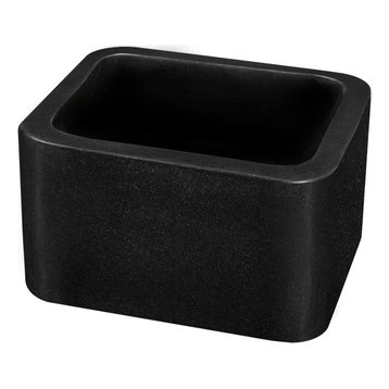 18"Single Bowl Bar Sink, Black Granite With Polished Apron