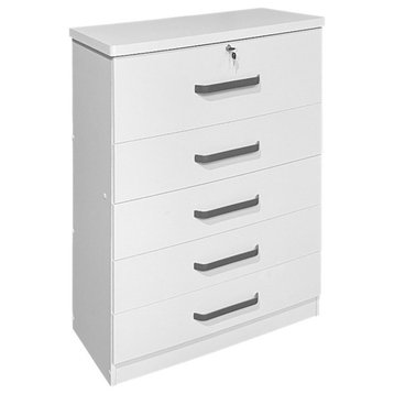 Better Home Products Xia 5 Drawer Chest of Drawers in White