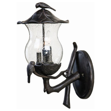 20" Tall Three Light Bird Outdoor Wall Lantern, Black