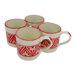 Le Souk Ceramique - Stoneware Coffee Mugs, Set of 4, Nejma Design - Mugs