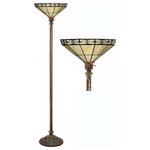 WAREHOUSE OF TIFFANY'S - Blab 18" 1-Light Bronze Finish Tiffany Floor Lamp With Light Kit - Warehouse of Tiffanys BB75B+M113 Tiffany-style Mission-style White Torchiere. Add a touch of modern sophistication to any room in your home with this elegant Mission-style lamp. Whether you place it in your living room, near your bedside or in your den, this piece is sure to stand out and enhance the room's overall decor. In this Tiffany-style torchiere, the versatile white color of the glass is contrasted by the dark bronze finish, allowing this timeless piece to complement most any traditional decor. This lamp is handcrafted from durable glass and metal, ensuring years of use. The turn switch is conveniently located below the shade for easy access. Switch Type: Floor Switch. Requires one 100-watt bulb (not included). Dimension(in): 18x18x18.