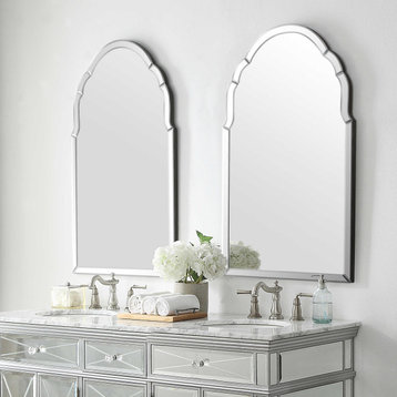 Gorgeous Frameless Venetian Arch Wall Mirror, Vanity Curved Glass Frame