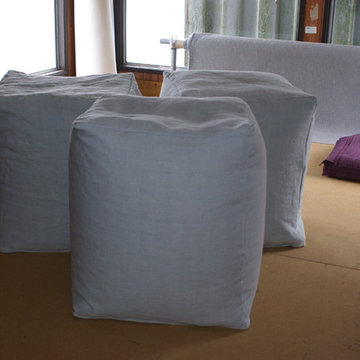 Bespoke Linen outer footstools
