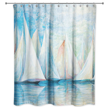 Sailboats 71x74 Shower Curtain