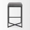 Frodo 16.5L x 16.5W x 26.4H Gray Fabric Seat WithBlack Iron Frame Counter Stool