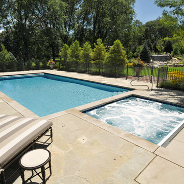 Naperville, IL Swimming Pool and Hot Tub with Automatic Covers
