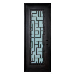 STELLA- WROUGHT IRON DOOR, COMES WITH FRAME & GLASS WITH TETRIS SCROLL (1-3/4") - Interior Doors
