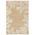 Liora Manne - Capri Coral Border Indoor/Outdoor Rug, Neutral, 3'6"x5'6' - This hand-hooked area rug features a neutral beige background white a coral motif border. A classic, subtle tropical motif, this rug will effortlessly compliment any space inside or outside your home. Made in China from a polyester acrylic blend, the Capri Collection is hand tufted to create bright multi-toned detailed designs with a high-quality finish. The material is flatwoven, weather resistant and treated for added fade resistant making this the perfect rug for indoor or outdoor placement. This soft, durable piece is ideal for your patio, sunroom and those high traffic areas such as your entryway, kitchen, dining room and living room. A fresh take on nautical style, these area rugs range in style from coastal to tropical motifs that beautifully accent your home decor. Limiting exposure to rain, moisture and direct sun will prolong rug life.
