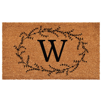 Calloway Mills Rustic Leaf Vine Monogrammed Doormat, 36"x72", Letter W