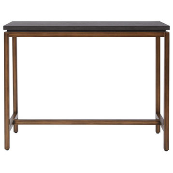 Unique Console Table, Antique Bronze Finished Frame With Laminated Grey Ash Top