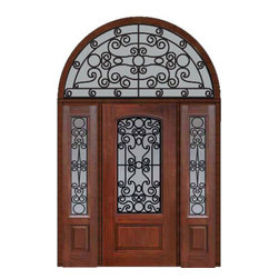 Prehung Sidelites-Transom Door 80 Fiberglass Genoa Arch Lite - Front Doors