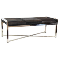 Contemporary Upholstered Benches Garrison Stainless Steel Bench, Brown