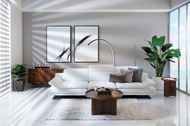 Belana White Swivel Sofa