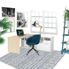 What rug would work best under this L shape desk in my home office ...