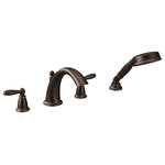 Moen - Moen Brantford 2-Handle Low Arc Roman Tub Faucet Includes Hand Shower, Oil Rubbe - With intricate architectural features that transcend time, Brantford faucets and accessories give any bath a polished, traditional look. Classic lever handles, a tapered spout and globe finial give this collection universal appeal.