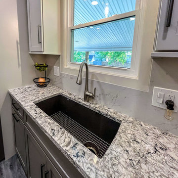 Gray and Cream Kitchen with Cambria Bellingham quartz countertops