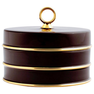 Arienne Trinket Box, Black & 24k Gold