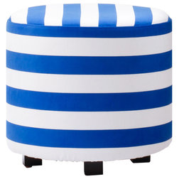 Beach Style Footstools And Ottomans Nautical Ottoman, Blue Striped