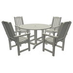 Highwood USA - Lehigh 5-Piece Round Dining Set, Coastal Teak - 100% Made in the USA - backed by US warranty and support
