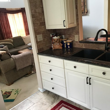 cabinet refacing---antique white raised panel