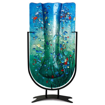 Tall U Fused Glass Vase, 18.5"x10"